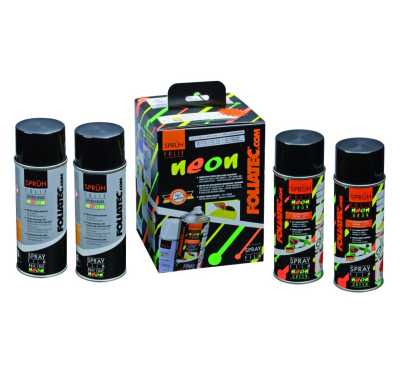 Foliatec Spray Vinilo (Dip) Neon 4-Piezas Juego - Verde 2x400ml + Base Coat 2x400ml
